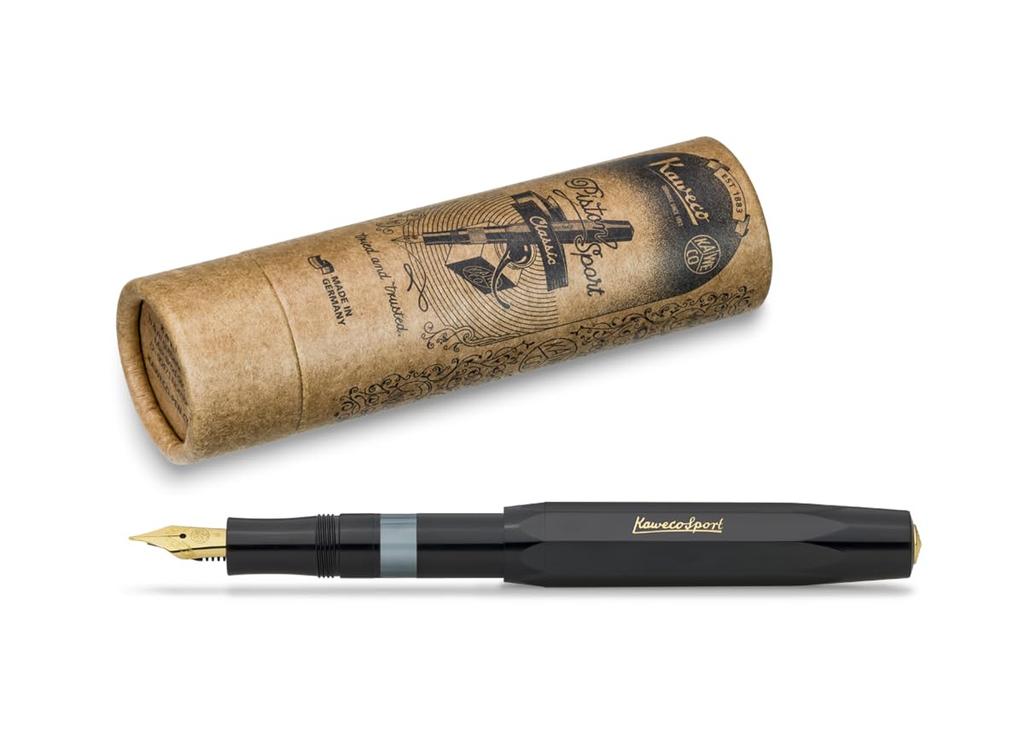 Kaweco Classic Sport Fountain EF Extra Rotating Officially Imported Pen, Fine, Black/Gold, 11000334, Suction,