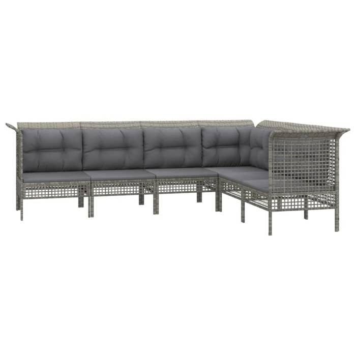 VidaXL Salon de Jardin avec Coussins 6 pcs, Ensemble de Meubles de Terrasse, Mobilier d'Extérieur, Canapé de Patio, Moderne, 3187515