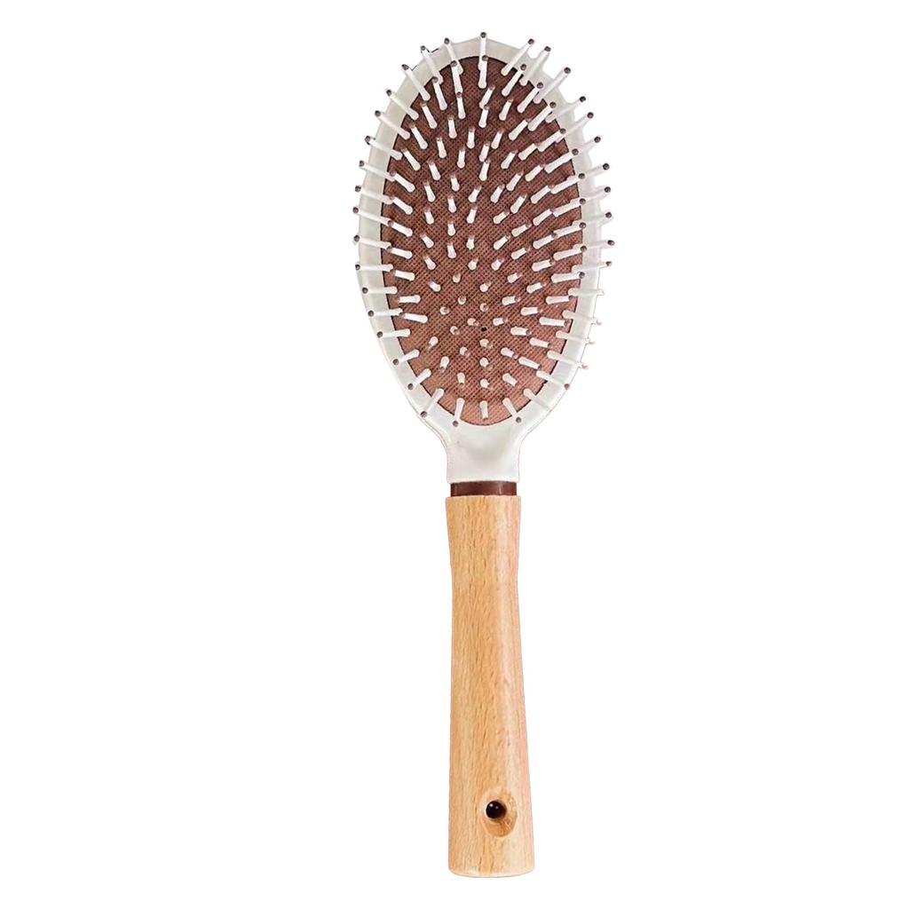 Cushion Hair Brush Minimalist Prevent Static Detangling Massage Brush with Wooden Handle for Home