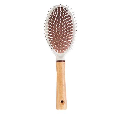 Cushion Hair Brush Minimalist Prevent Static Detangling Massage Brush with Wooden Handle for Home