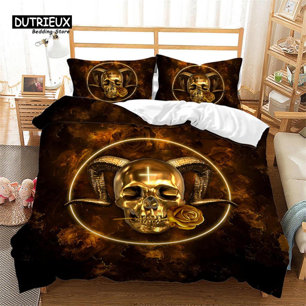 

Sugar Skull Duvet Cover Gothic Butterfly Death Bedding Set Microfiber Nautical Theme Compass Comforter Cover King For Boys Adult EU single(135x200cm)