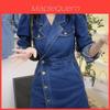 Abito in Denim Stile Streetwear con Collo a Polo per la Moda Autunnale Donna