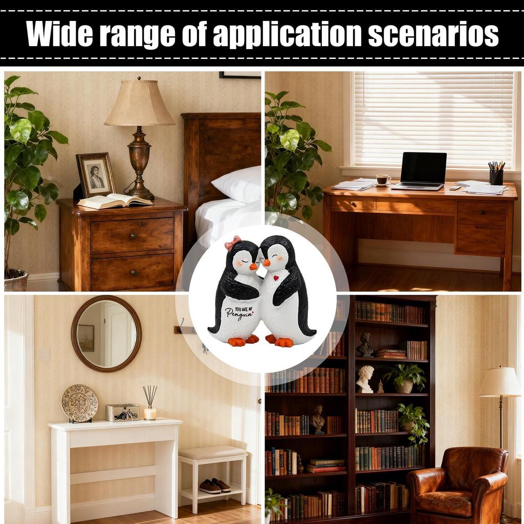 Figurki Zwierząt Żywica Dekoracja Domu Romantyczne Pingwiny Kochankowie Miniaturowe Figurki Na Boże Narodzenie Urodziny Walentynki Imprezę Kobiety