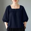 ZANZEA Women Square Collar Summer Casual 3/4 Sleeve Blouse