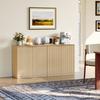 Modern Storage Cabinet with Pleated Front and Metal Handle, Multifunctional Sideboard for Living Room & Bedroom, Light Wood Decor, Oak, 60x30x70 cm