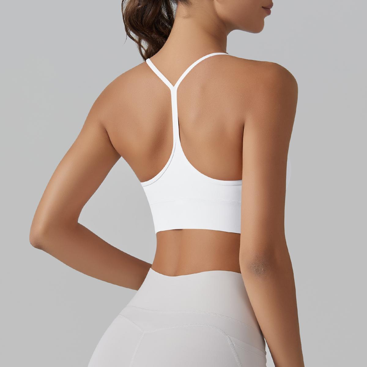 

Спортивний бюстгальтер Auroth Cross Back для жінок Push Up Workout Yoga Vest Shockproof Running Fitness Tank Top S білий