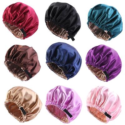 Satin Bonnet Beanie Hat Double Layers Satin Dome Cap for Head Wrap Cover with Neat Stitches Invisible Elastic Band