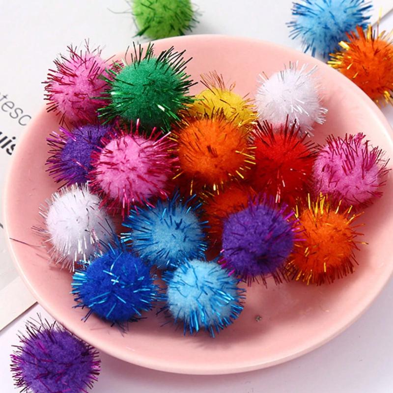 Random Color Plush Ball Cat Toys, Soft Interactive Stress Relief Toys For Pets