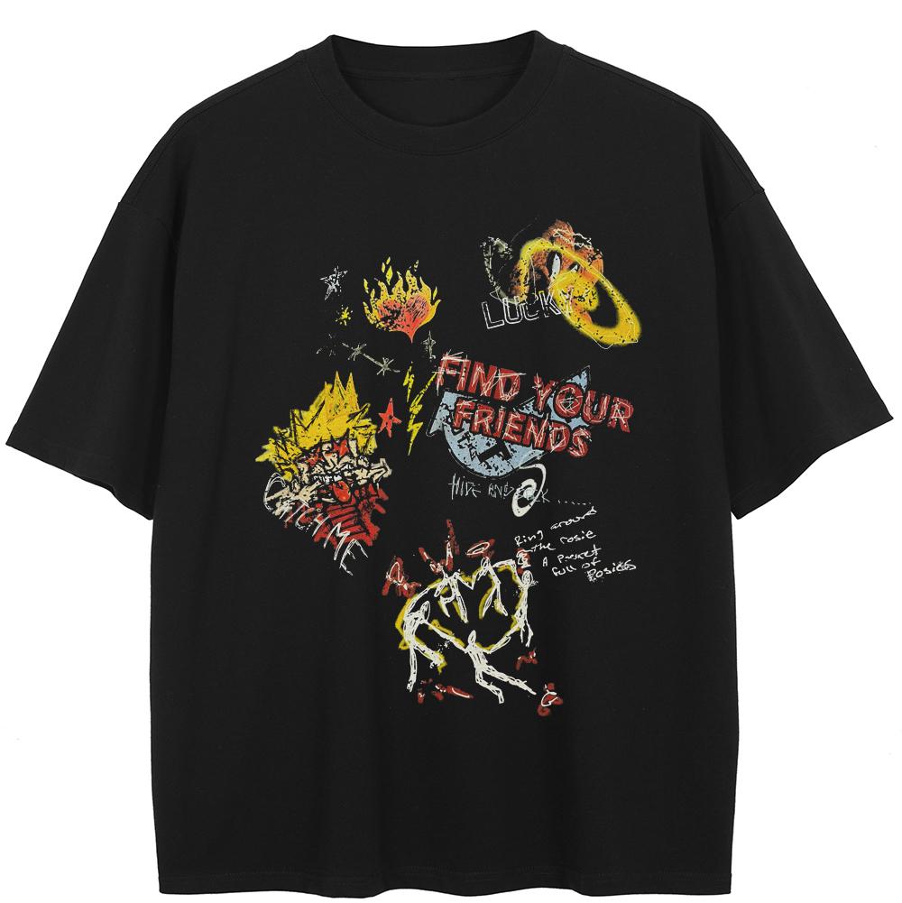

Уличная футболка с забавным рисунком, хлопковая футболка, топы унисекс, футболки, летняя футболка с короткими рукавами XXL чёрный