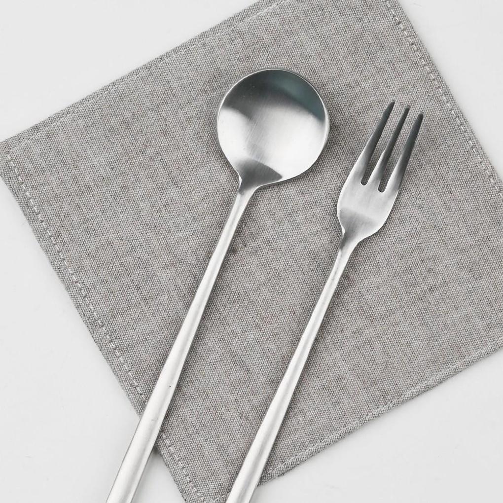 Abella matte stainless steel long tea fork silver