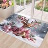 Christmas Pink Moose Cartoon Entryway Floor Mat Christmas Cute Decorative Carpet Holiday Atmosphere Decoration