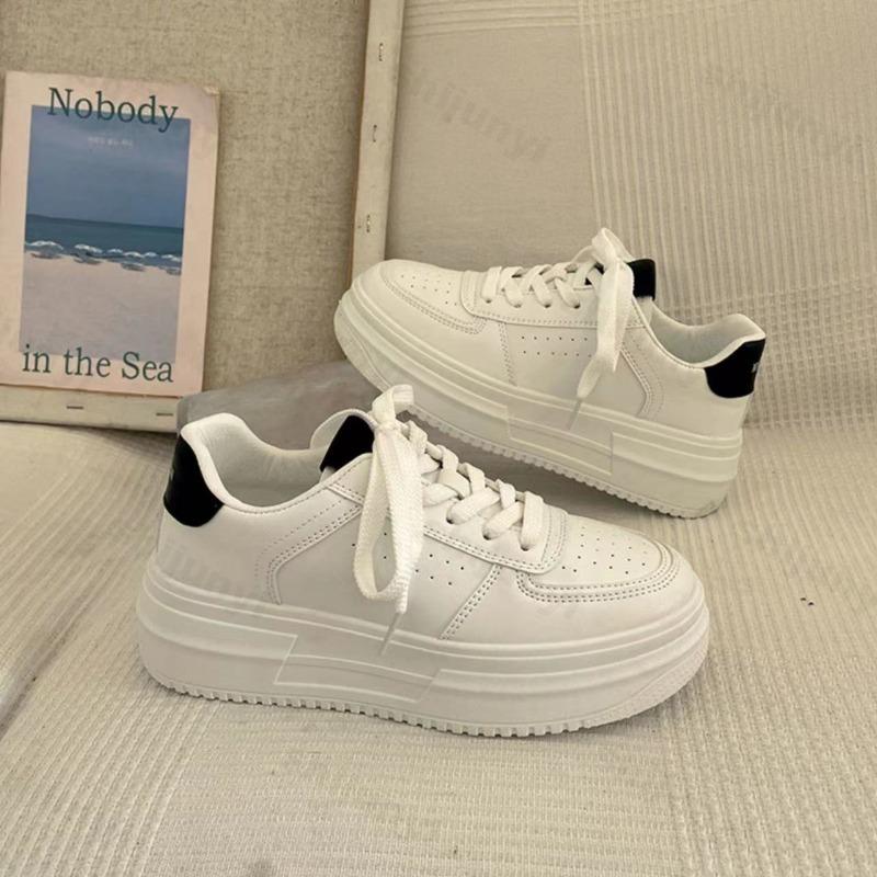 Fashion 2025 Spring Autumn New Women's White Shoes Fashion Comfortable Casual Shoes Lace-up Platforms Sneakers Non Slip Vulcanized Shoes