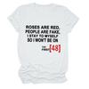 Roses Are Red Women's Loose Round Neck T-Shirt - Short Sleeve, Simple Design, 2021