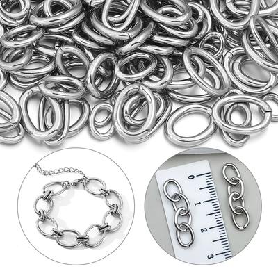 20pcs/lot Oval Stainless Steel Open Jump Rings Connectors Split Rings For DIY Bracelets Jewelry Making Materials Accessories