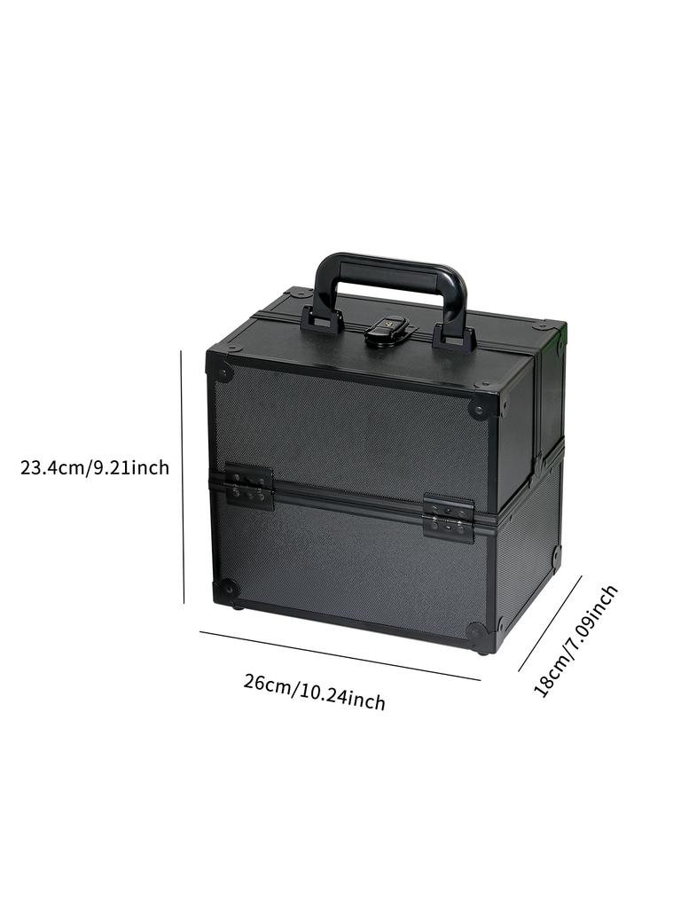 Portable Aluminum Cosmetic Case, Lockable  Professional Makeup Box with Trays