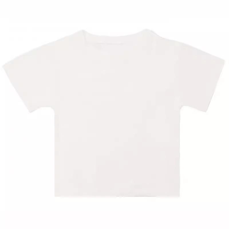 AA-14 Summer Short Sleeve Crop Top Crew Neck Casual Solid Color, Logo Printable