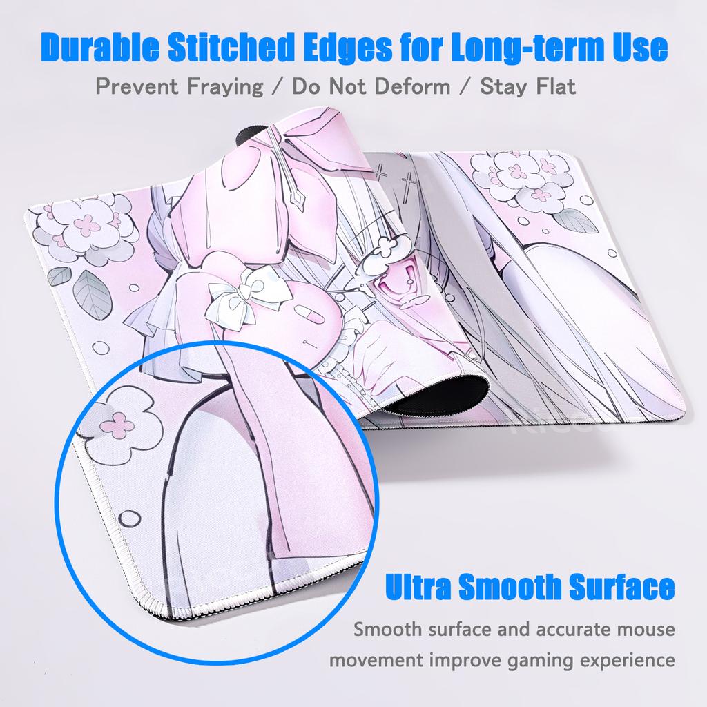 Anime Niedliche Engelsmädchen Mauspads Laptop Gaming Erweiterte Schreibtischunterlage PC Kawaii Gamer Schrank Mauspads XXL Tastaturteppich Rosa Teppich