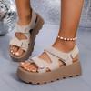 Comemore Retro Sandals for Women Summer New Open Toe Platform High Heels Ladies Shoes Casual Heightening Sandalias Femininas