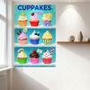 Colorful 9 Cupcakes Arrangement Metal Tin Sign Vintage Sweet Food Art for Café Restaurant Home Decoration