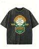 2026 New Retro Sport Inspired Print Washed Cotton Tshirt Casual Streetwear
