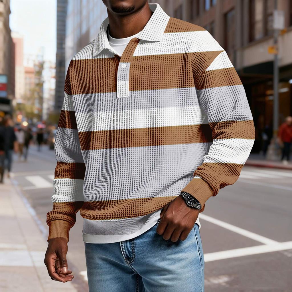 Men's Casual Loose-fitting Top Button-down Collar Long Sleeves