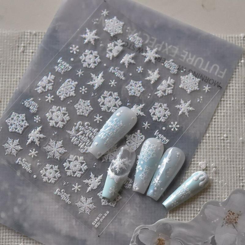 Exquisite Christmas Snowflakes Crystal Ball Nail Art Stickers Diy Nail Art Decoration Nail Accessories New Year Manicure Decals