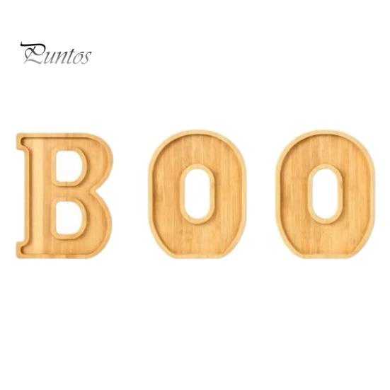 Themed Party Appetizer Board 3Pcs Halloween BOO Letters Fruit Tray, Large Fillable Candy Server, Snacks Creative Food Presentation Cookies Platter,