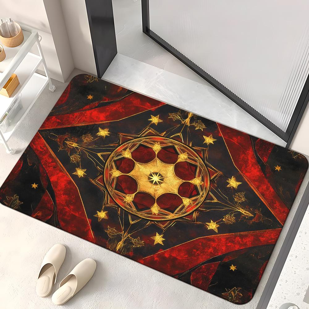 

Vintage Mandala Design Non-Slip Door Mat - Absorbent Microfiber Polyester Mat for Bedroom, Living Room, Entrance, Camping, and Y 40x60cm