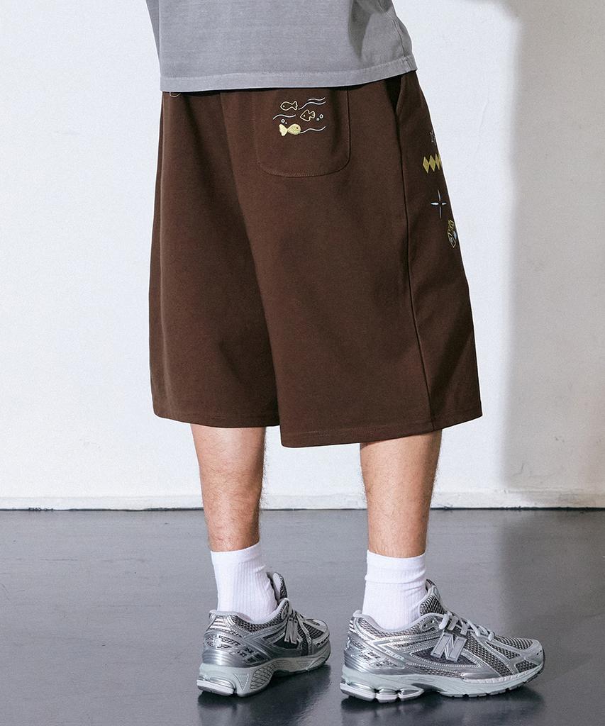 GAKKAI UNIONS Village Sweat Bermuda Pants Brown