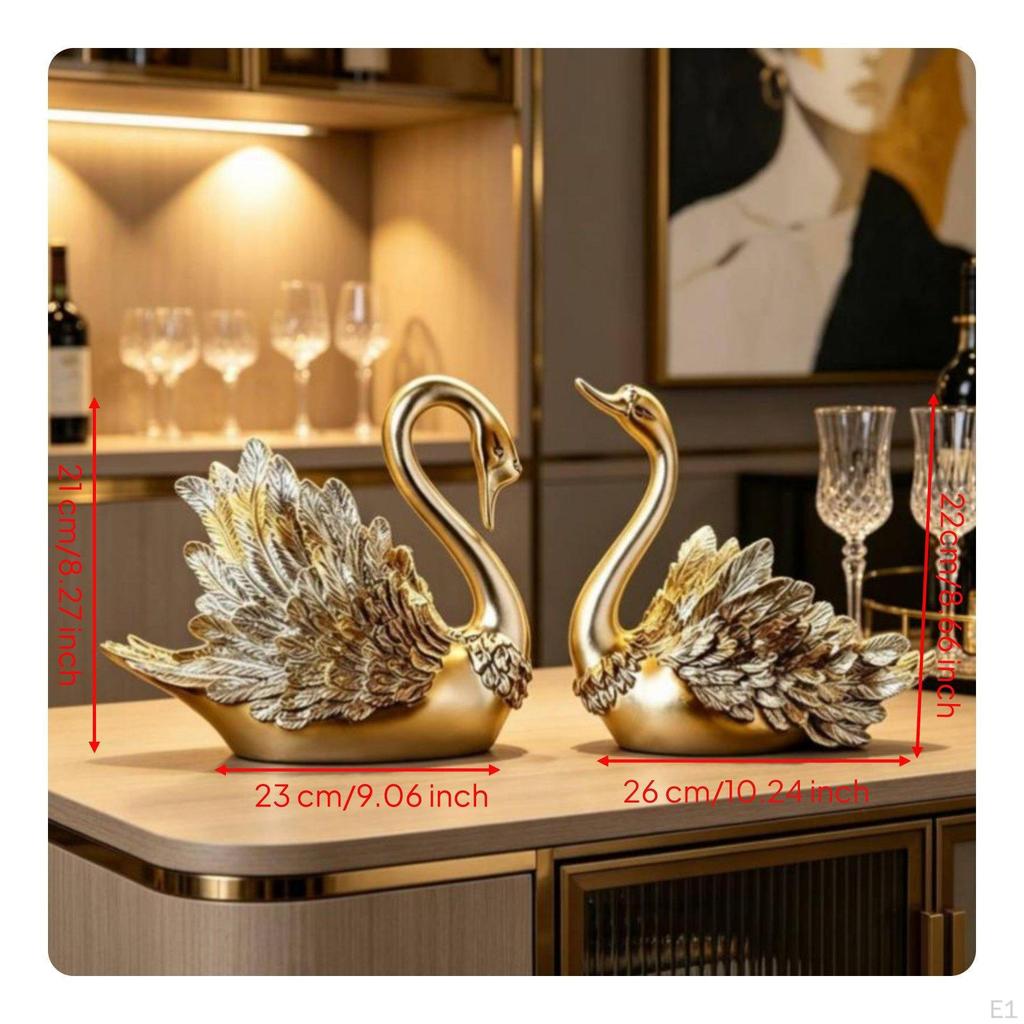 2 Pieces Elegant Bottle Holders Luxury Swan Couple Figurines Design House Decorations for