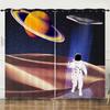 Curtains Starry Sky Astronaut Digital Printed Curtains Blackout Punched Bedroom
