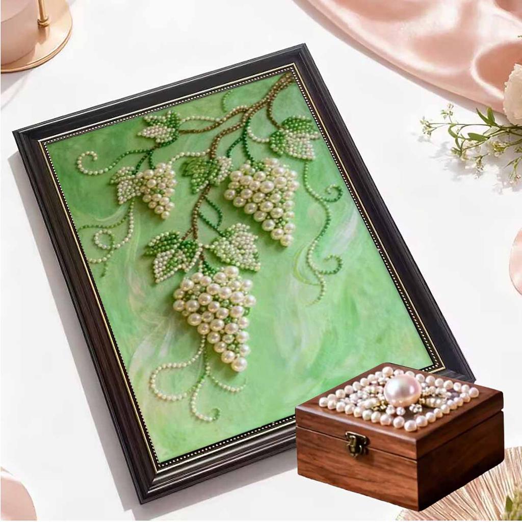Pearl Grape DIY Diamond Art Kits 15.7x19.6inch Gem Art Diamond Painting Kits Without Frame for Adults Gift Idea Home Wall Decor