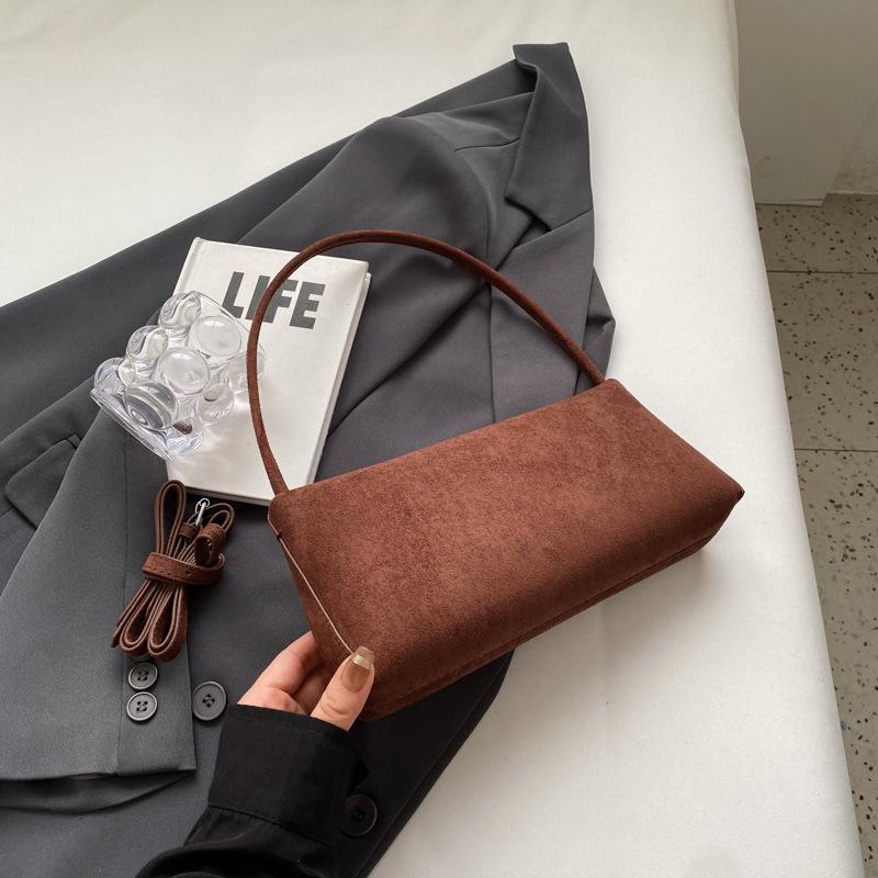 2025 Autumn Niche Baguette Armpit Bag Retro Solid Color Simple Women's Shoulder Bag Fashion Casual Messenger Bag Women