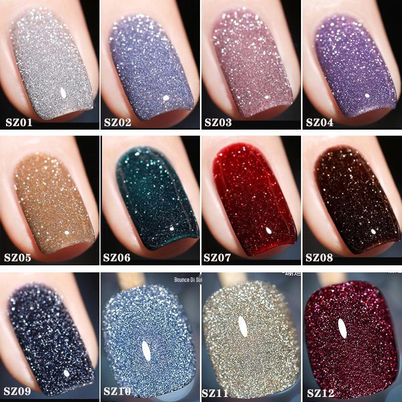 18-Color Ultra Bright Crushed Diamond Glitter Nail Gel Polish