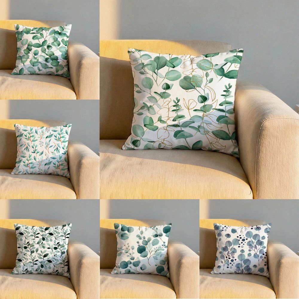 Watercolor Eucalyptus Fls Cushion Cover Soft Reversible Durable Pillow Cover MultiScene Use for Home Car Daily Comfort