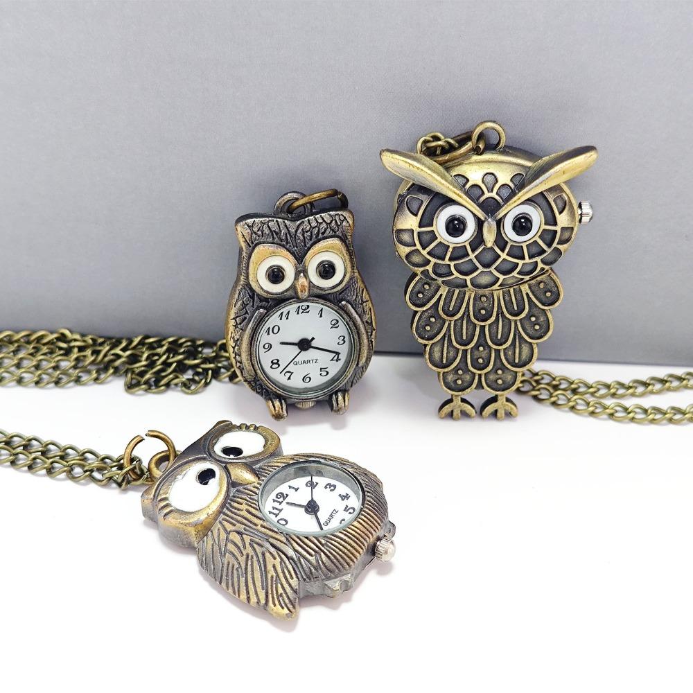 Quartz Owl Pocket Watch Antique Bronze Color Necklace Pocket Watch Flip Style Pocket Watch Gift