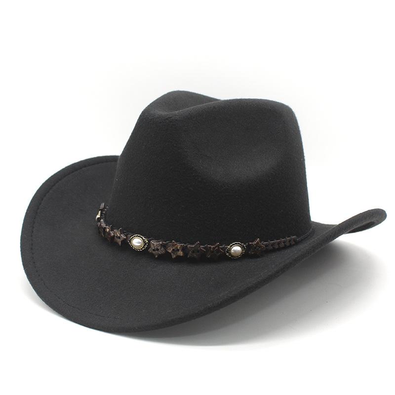 Ethnic Style Pearl Accessories Tibetan Western Cowboy Hat Top Hat Men'S And Women'S Felt Hat Jazz Hat
