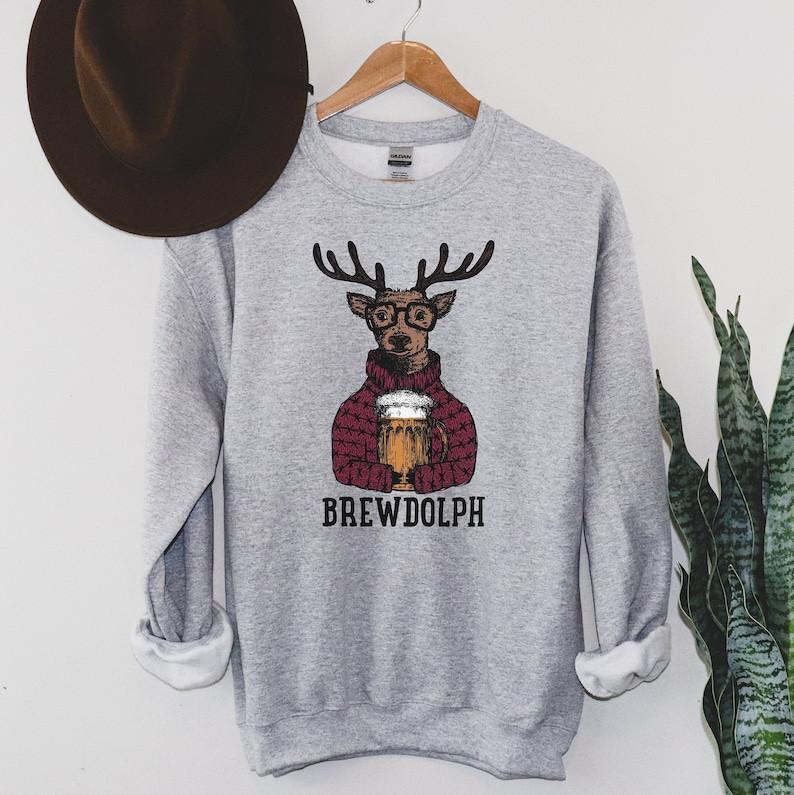 Funny Christmas Sweatshirt, Beer Lover Christmas Hoodie, Reindeer Christmas tee