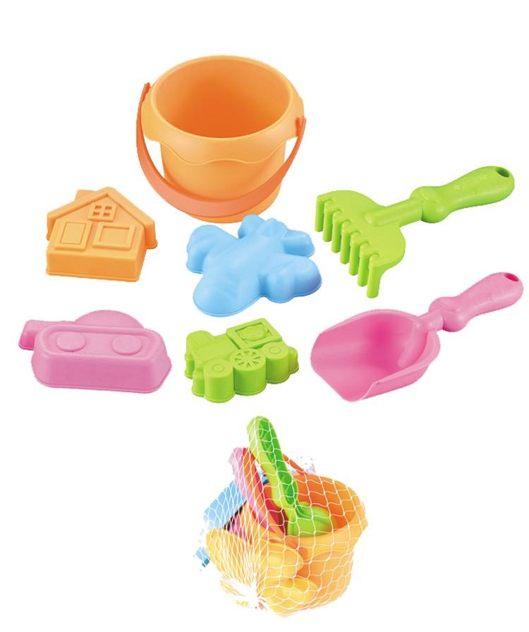 

(H0826)Пляжные песочные игрушки для детей ясельного возраста, Sandbo x Toys с ведром-лопатой, сетчатой пляжной сумкой