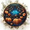 2d Flat 20*20cm, Popular Home Decoration, Autumn Pumpkin Wooden Circular Logo, Creative Decorative Plaque, for Home, Kitchen, Garden, Bar Decor.