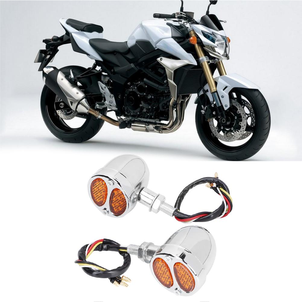 Motorcycle LED Turn Signal Light Brake Lamp Metal Blinker Flashers 12V 4 Wires