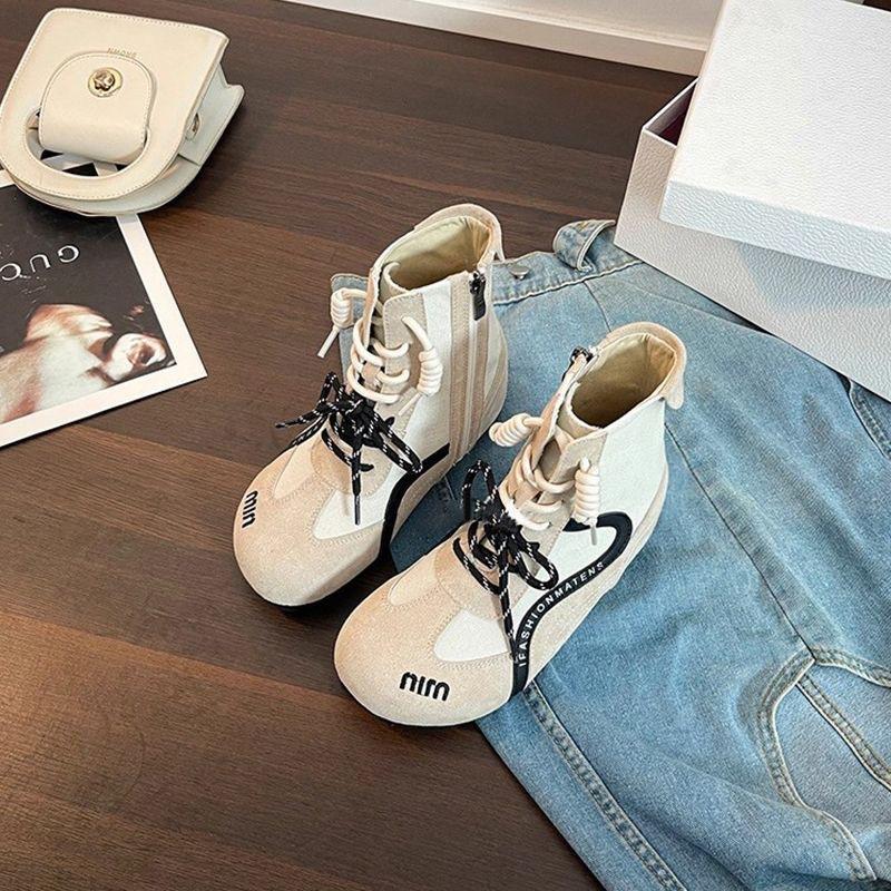 German Training Shoes Martin Boots Women's Inner Height Increase CM Small High-top Casual Shoes Outdoor Board Shoes Short Boots Women