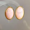 Retro Silver Needle Marbled Acrylic Oval Geometric Stud Earrings - Vintage Niche High-End Fashion Accessories for Women