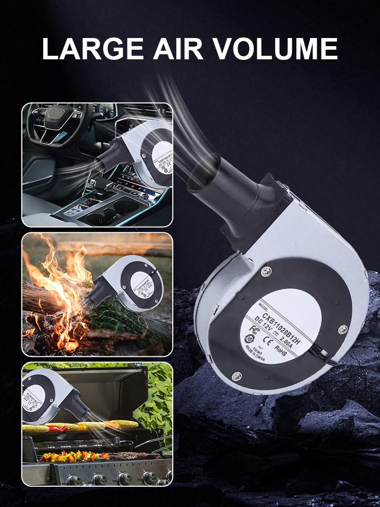 6000RPM BBQ Tools 12V Portable BBQ Fan Turbo Blower with Speed Controlle Round Outlet Blower For Roasting Oven Firewood Stove