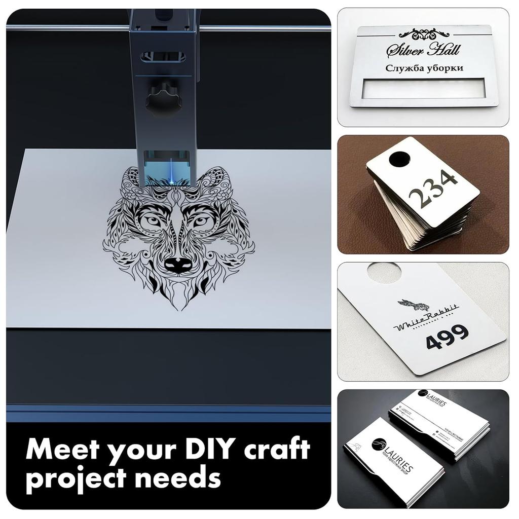 Double Color Acrylic Sheet (8" x 12", 200 * 300 mm, 4 Pieces)-White/Black