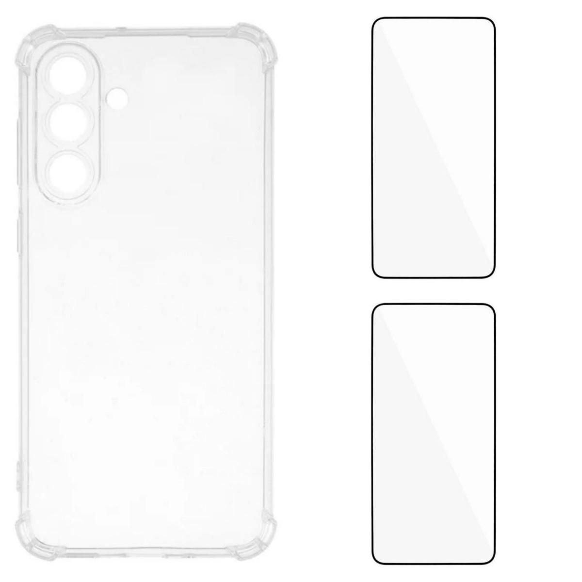 

For Samsung Galaxy M56 5G TPU Case WANLONFENG WL3 Series 1.5mm Phone Cover with 2Pcs Tempered Glass Films Transparent