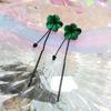Retro Green Floral Tassel Earrings Temperament Long Pendant Ear Pendant Style Lady Ear Nail