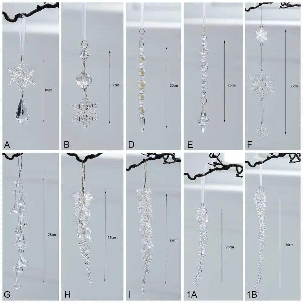 Transparent Christmas Hanging Pendants Acrylic Snow Beads Star Christmas Decorations Party Supplies Festival Favors