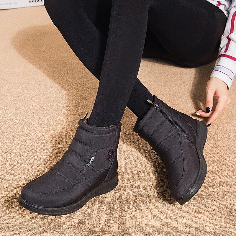Rimocy  New Thick Plush Winter Boots For Women Non -Slip Waterproof Snow Boots Woman Flat Heels Warm Cotton Padded Shoes