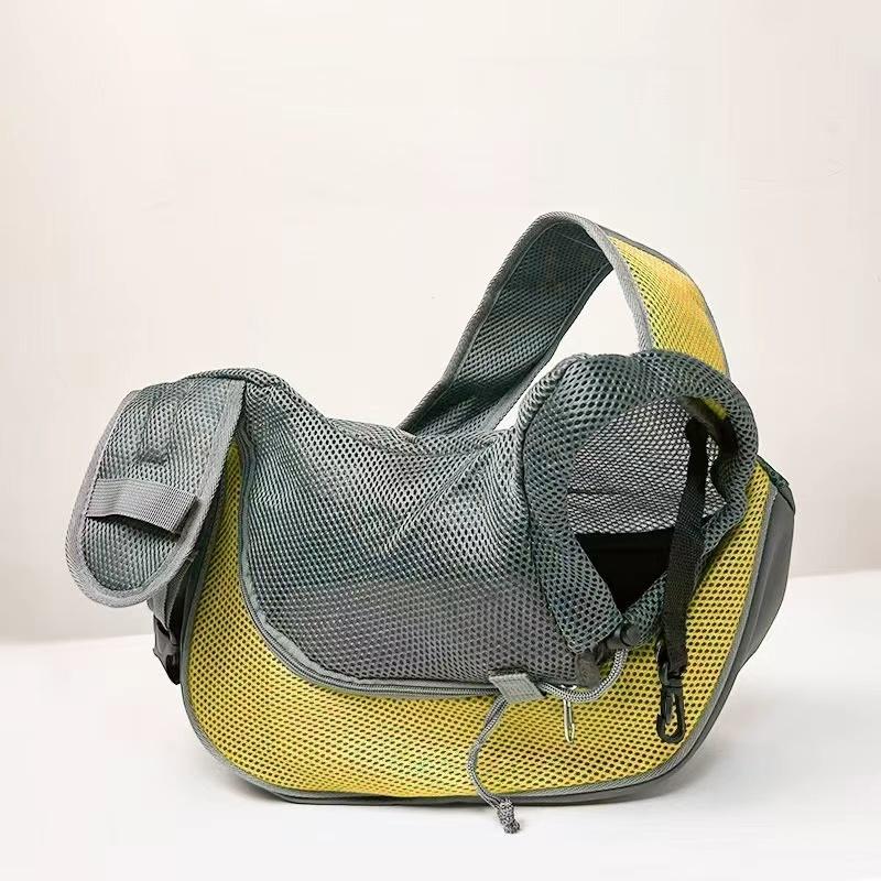 Breathable Mesh Pet Sling Carrier Bag Adjustable Neck Strap Crossbody Shoulder Bag Hands Free Travel Puppy Cat Carrier Bag Anti-